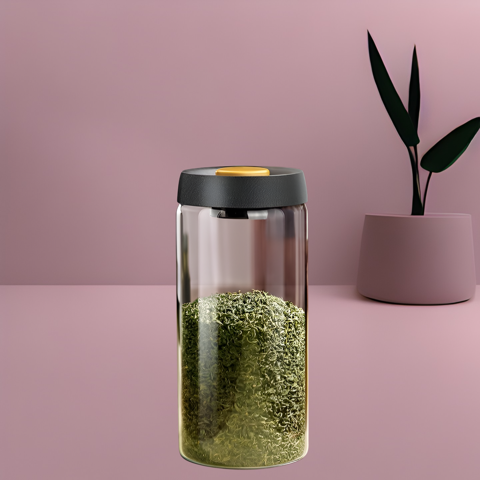 Vacuum sealed glass jar for coffee and tea storage