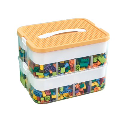 Household building block storage box layered stackable Lego storage box children's toy parts desktop