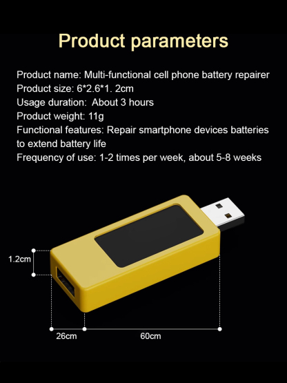 Pulse Current Technology✨ Simply plug it into the charging port for 3 minutes to automatically restore your battery, extending your phone's battery life by ten years ⚡