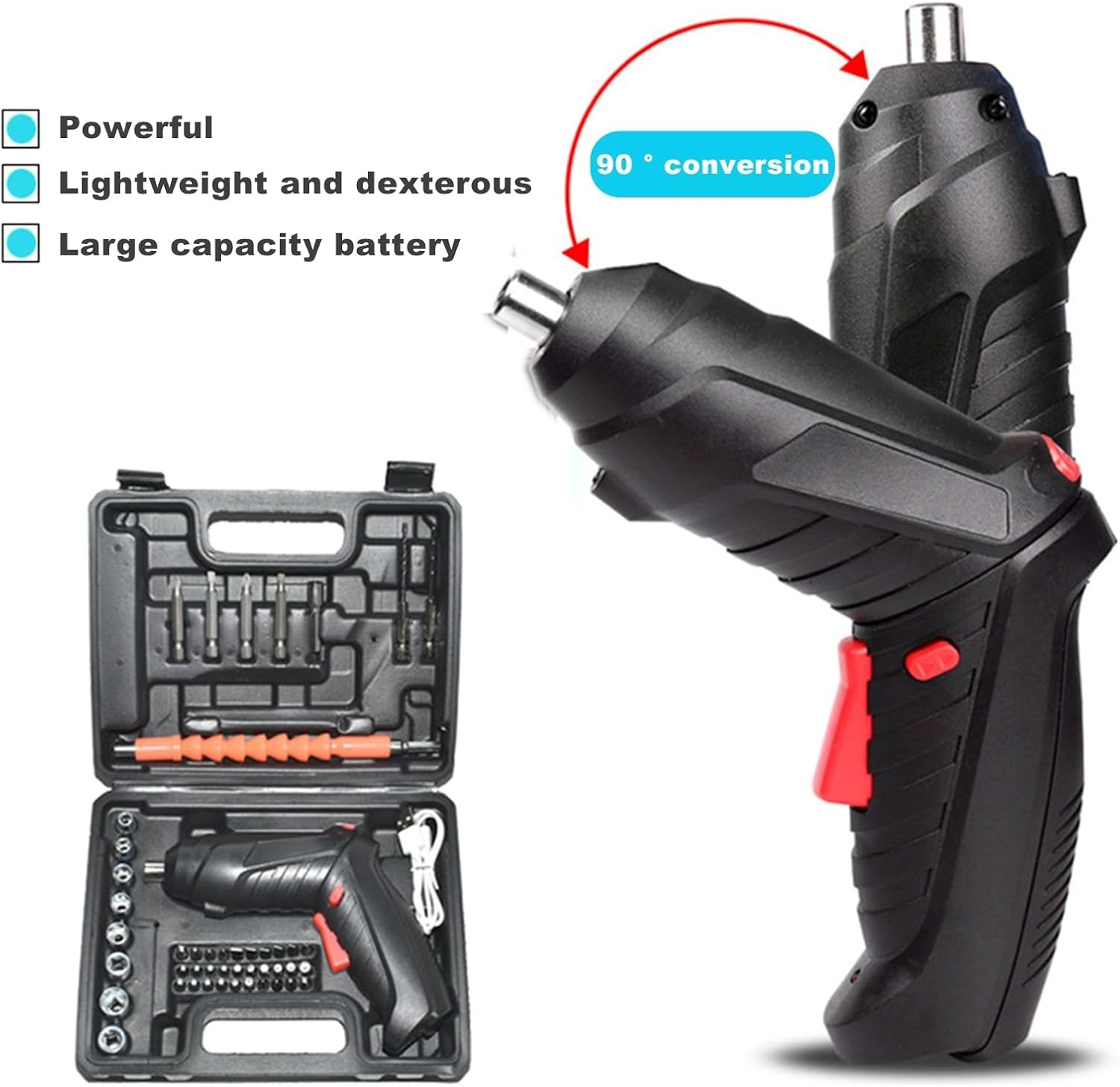 Electric screwdriver [for beginners & 47 parts attached] Electric screwdriver small 4.2V 3.5Nm tool 