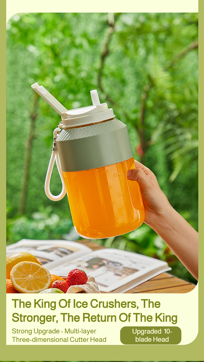 Rechargeable portable juicer cup with detachable blade