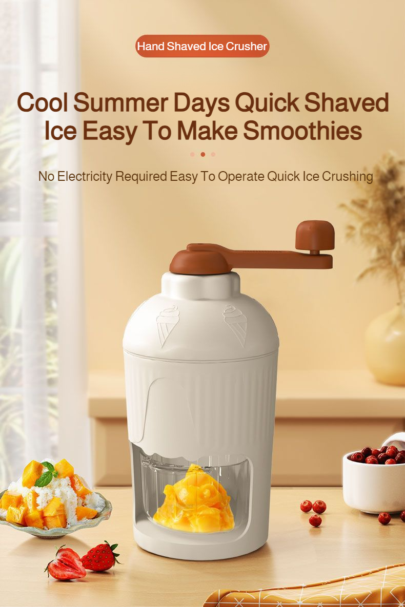 Home portable fast smoothie maker and hand crank shaved ice machine on kitchen counter