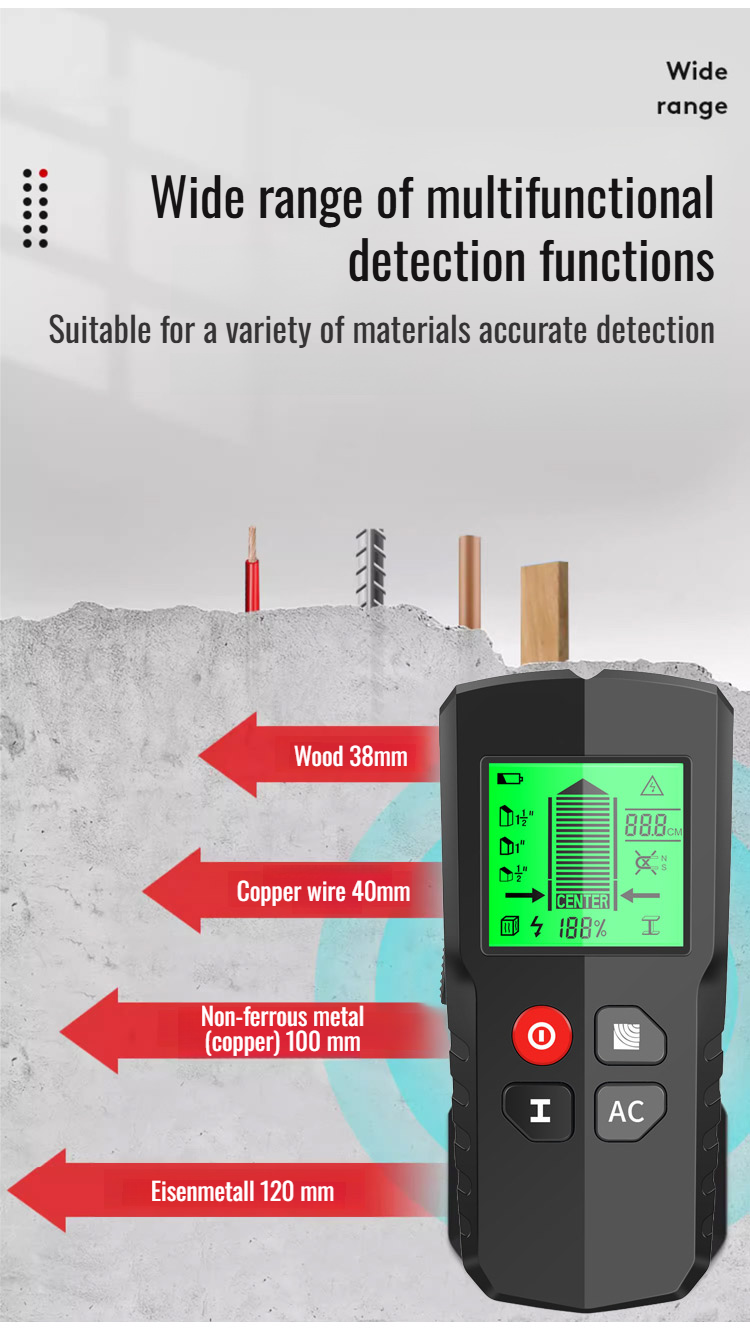 Demonstration of wall detector finding metal pipes