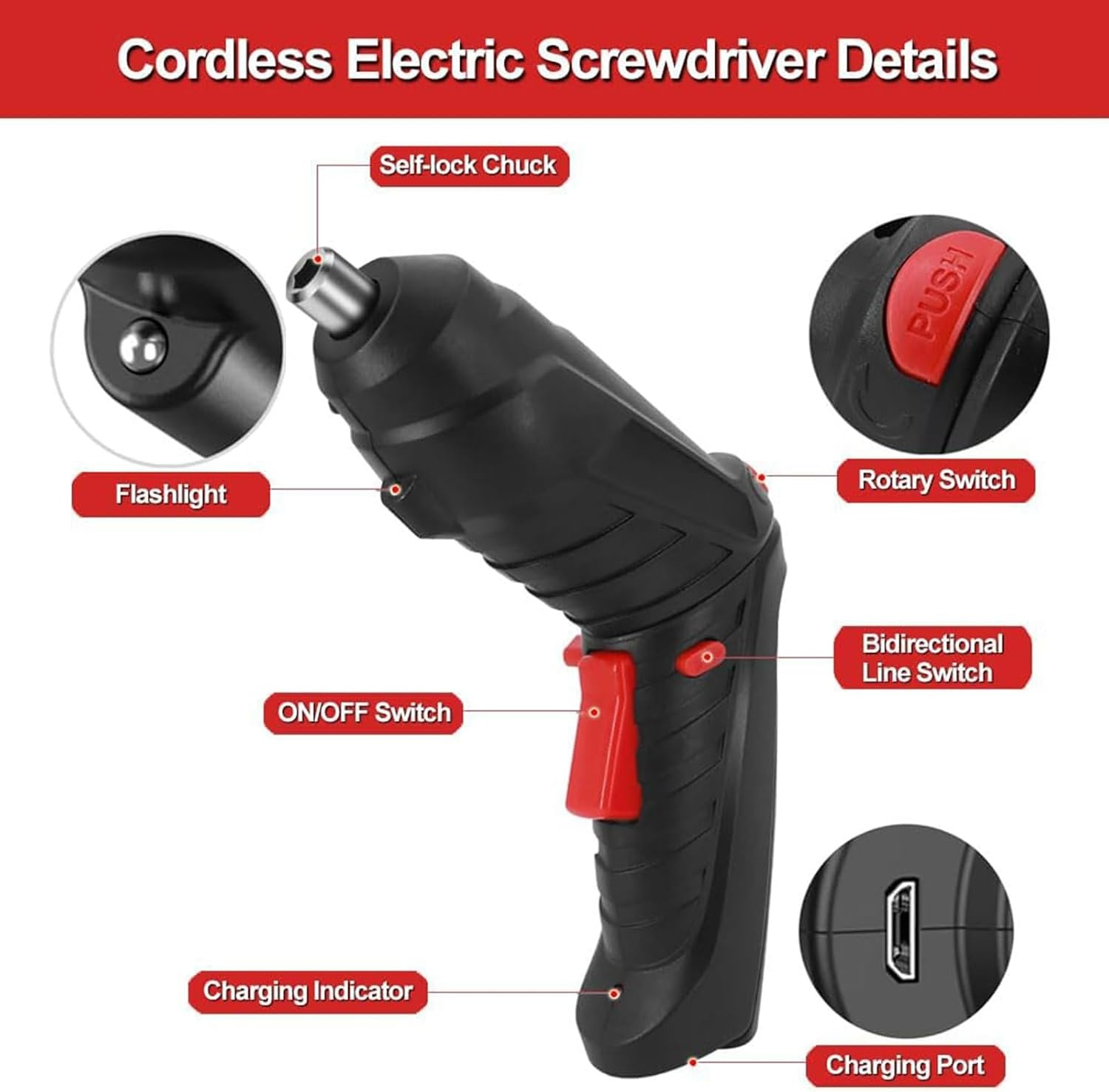 Electric screwdriver [for beginners & 47 parts attached] Electric screwdriver small 4.2V 3.5Nm tool 