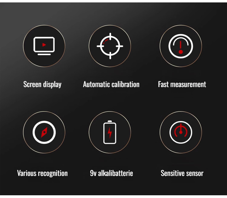 User holding wall detector measuring instrument against drywall