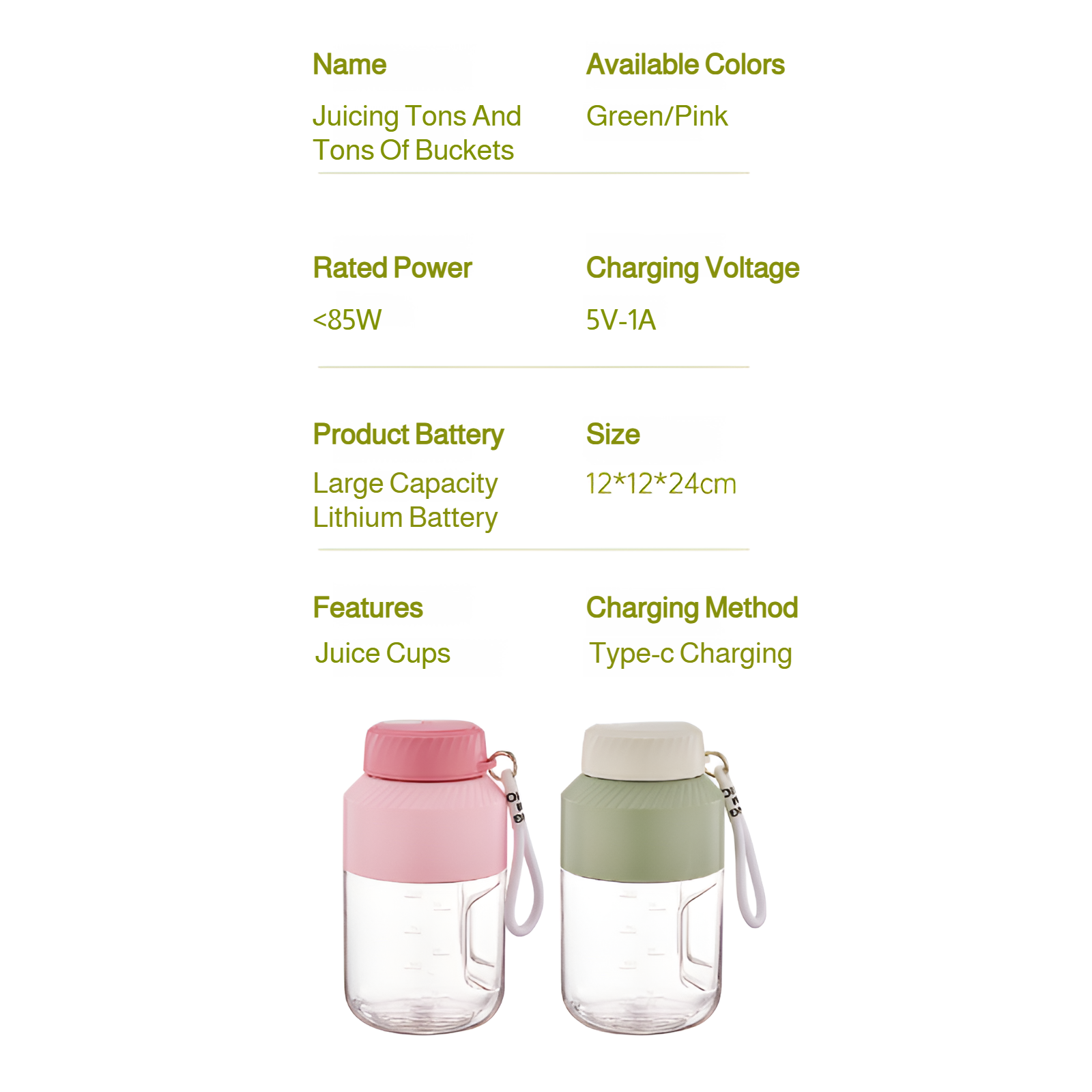 Juicer portable large capacity electric juicer cup ton cup mixing juice cup creative gift