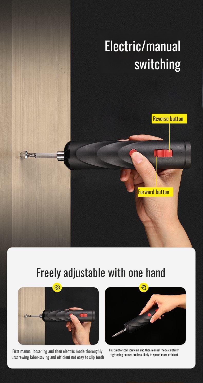 Versatile electric screwdriver with interchangeable heads
