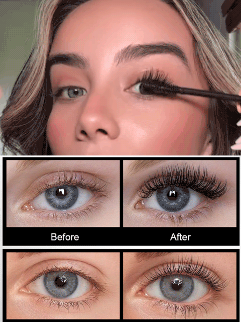 With a spiral long-tooth comb, each lash is wrapped 360° 💫, giving you perfect lashes in just 10 seconds 🌟. After use, your lashes won't smudge or run for 24 hours, even if you sweat or cry 🌟. The curl of the lashes instantly extends more than twice ✨