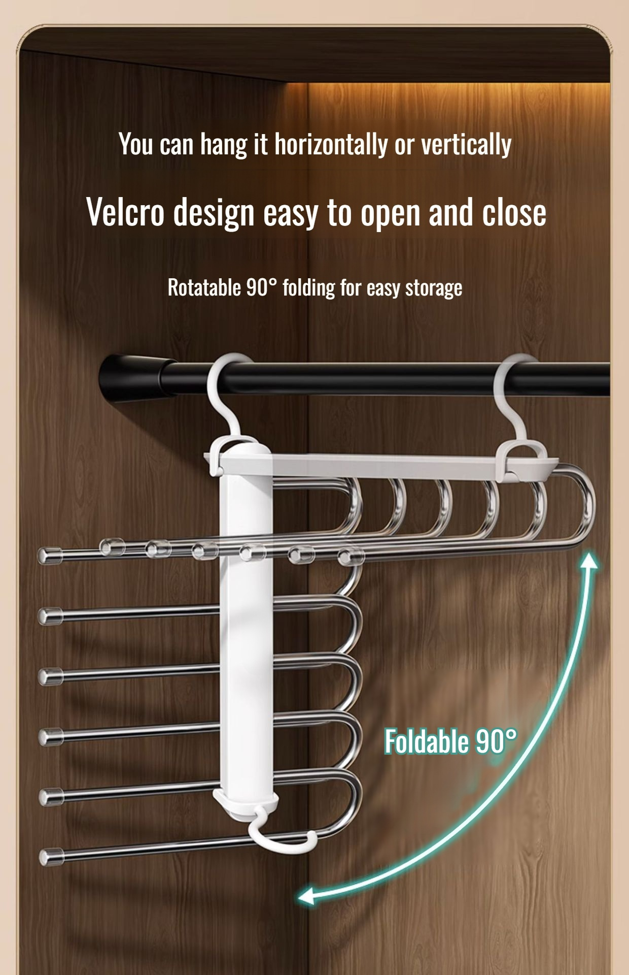 Closet storage rack for pants and trousers