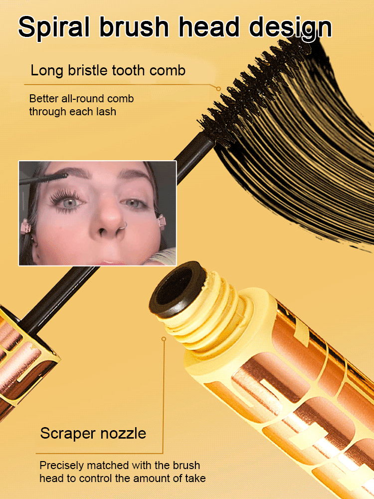 With a spiral long-tooth comb, each lash is wrapped 360° 💫, giving you perfect lashes in just 10 seconds 🌟. After use, your lashes won't smudge or run for 24 hours, even if you sweat or cry 🌟. The curl of the lashes instantly extends more than twice ✨