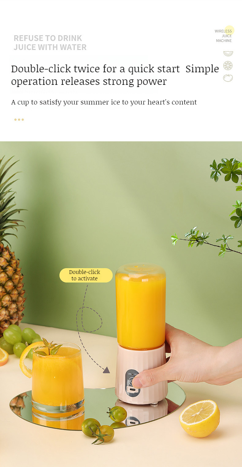 Fresh smoothie made with portable multifunctional juicer