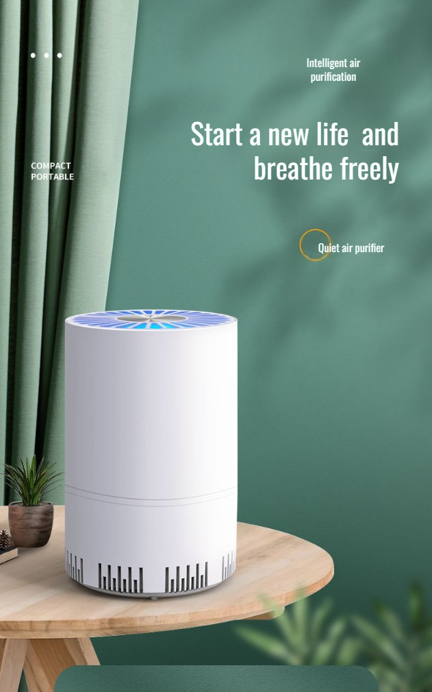 Home indoor air purifier with mini subwoofer design for quiet operation