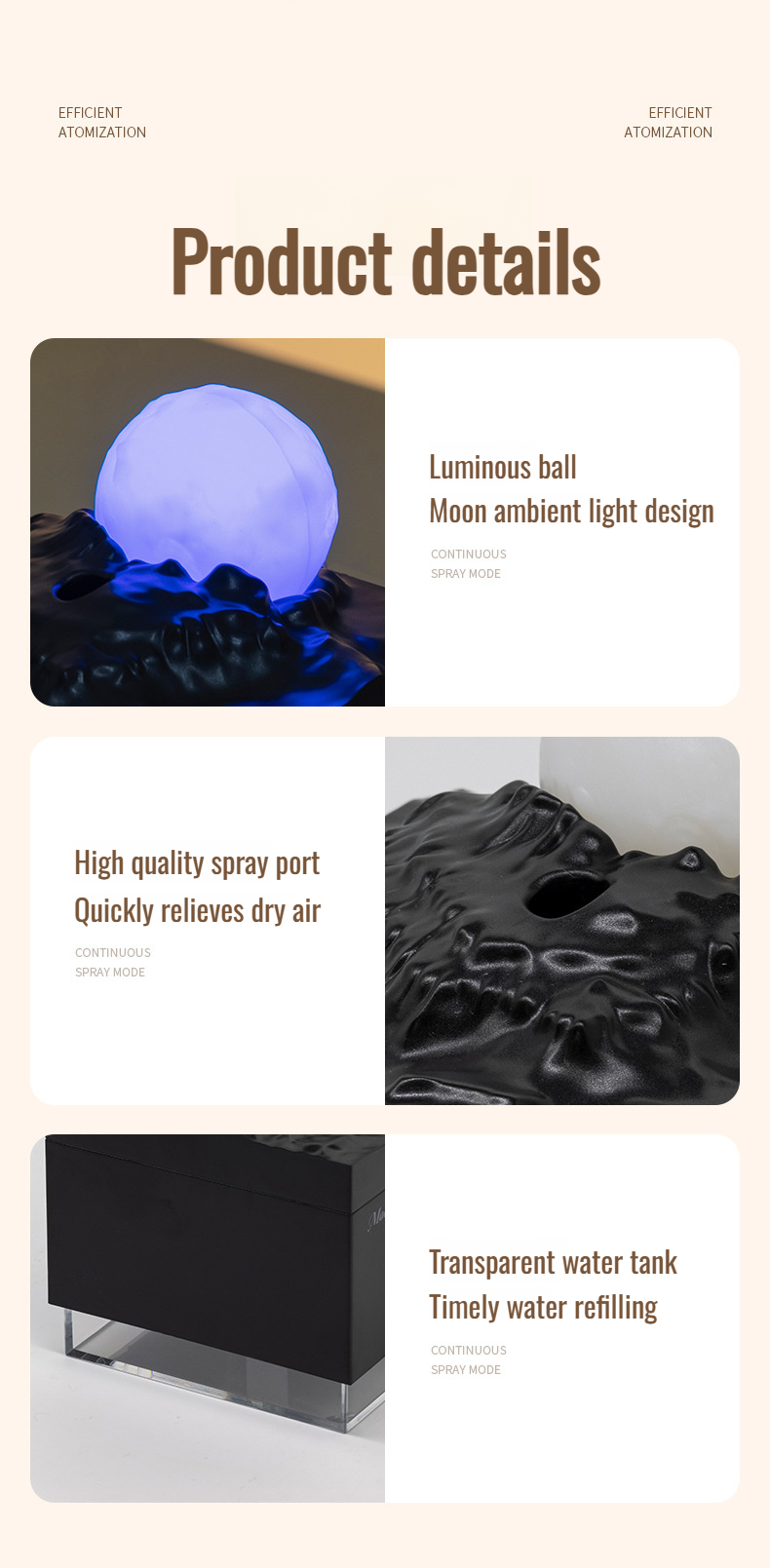Stylish moon modeling humidifier for improved air quality