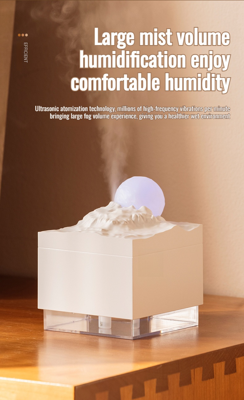 Silent humidifier emitting warm night lights