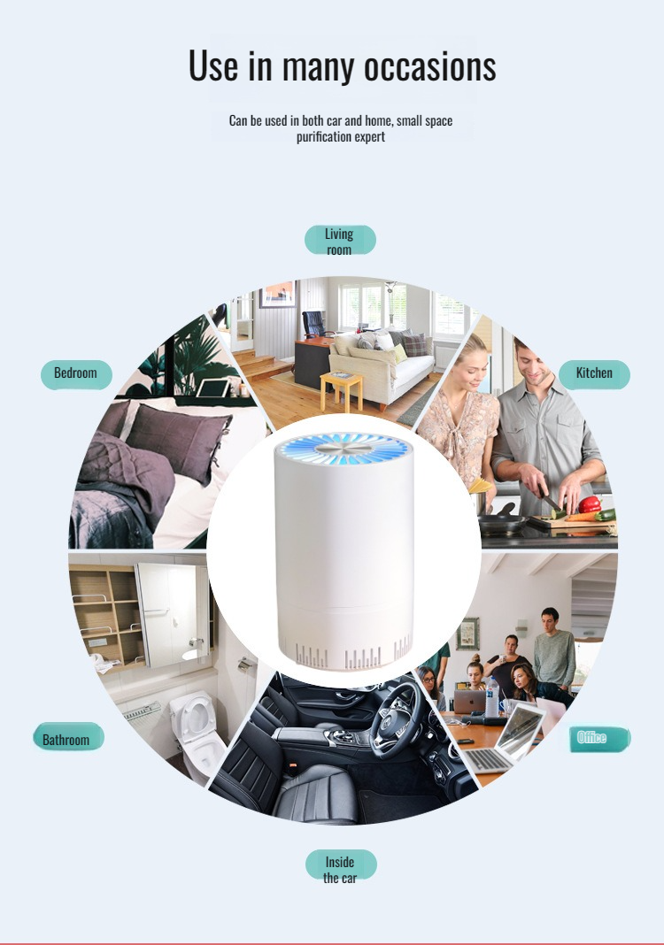 Portable air purifier with elegant design for home use