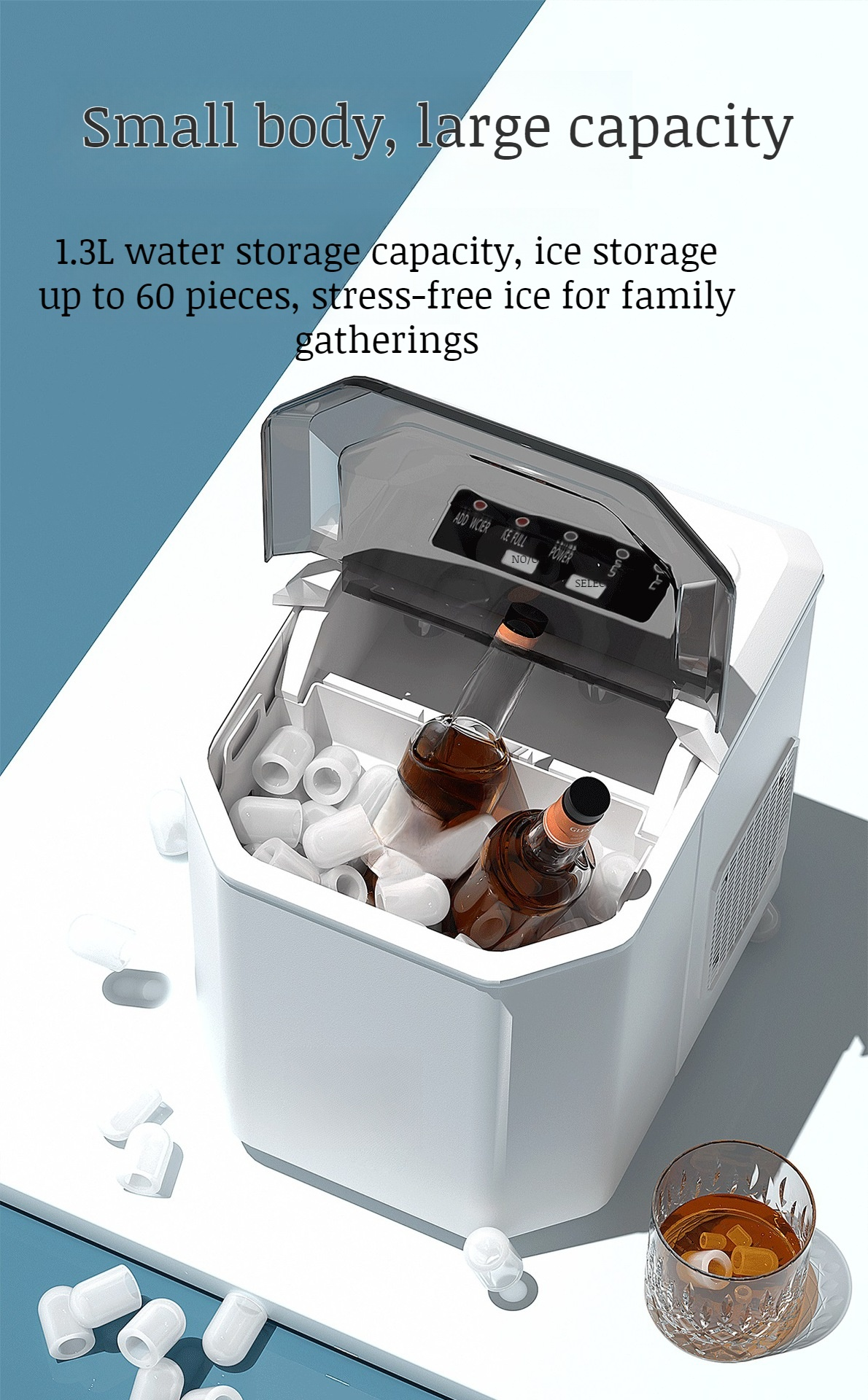 Easy-to-use Home Mini Bullet Ice Maker control panel