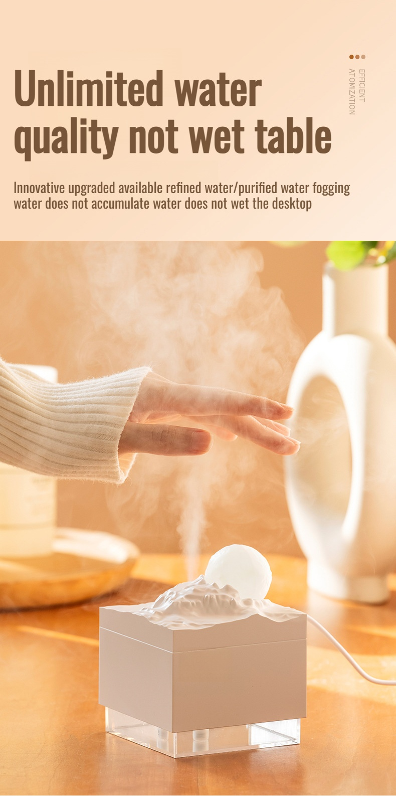 Bedroom decor with moon shaped humidifier