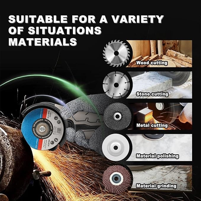 Brushless Cordless Angle Grinder Kit, 19500rpm Mini Electric Angle Grinding Tool with 2x16.8V 2000mAh Battery and 6-Cutting Discs, Grinder Handheld Cutter for Metal Wood