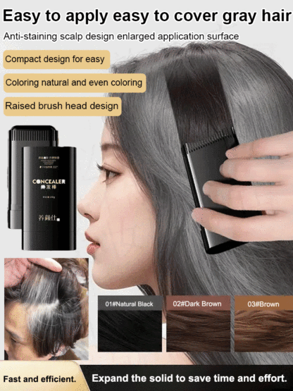 【Plant-based, non-irritating natural hair dye stick】 99% effective coloring, gentle gray coverage, portable, easy to use, and colorfast.