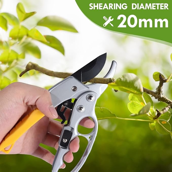 Pruning Shears, Arthritis Weak Hand Snips, Work 3 Times Easier, 1-Inch Cut Capacity Garden Clippers, Ergonomic handle, Rust resistant, high strength steel, Sharp