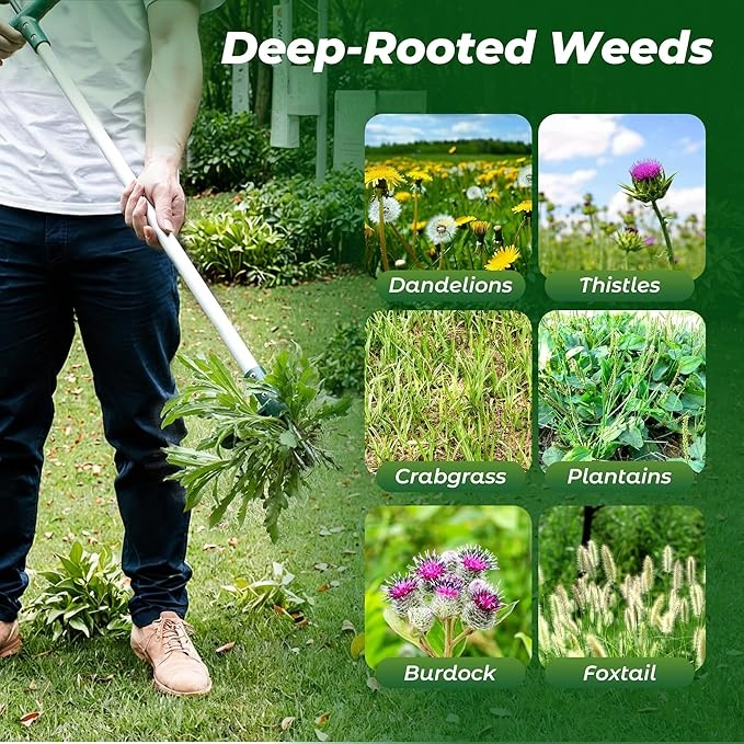 Weed Puller, Stand Up Weeder Hand Tool, Long Handle Garden Weeding Tool with 3 Claws, Hand Weed Hound Weed Puller for Dandelion, Standup Weed Root Pulling Tool and Picker, Grabber (1 Pack)