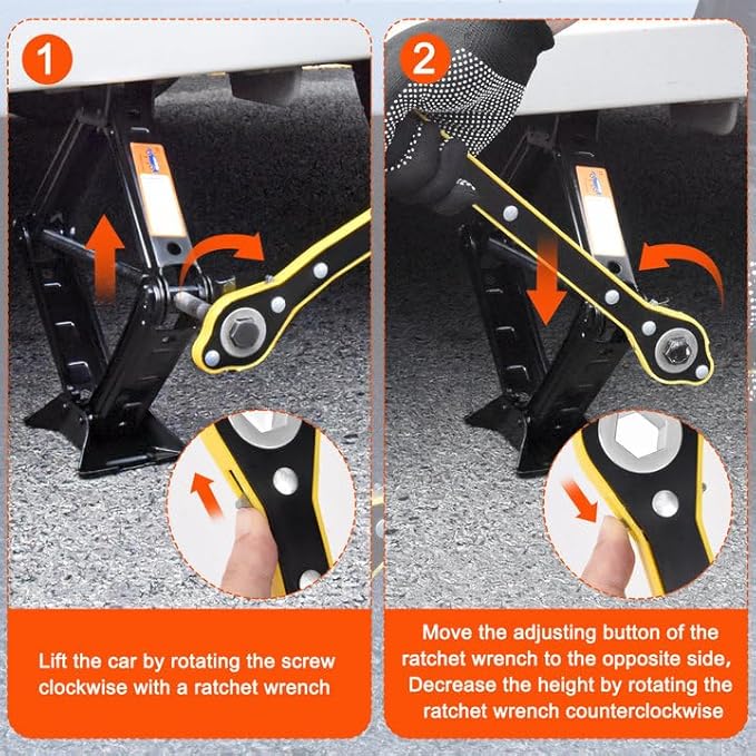 Car Jack Kit Scissor Jack for Car 2 Ton (4409 lbs) Tire Jack Tool Kit Universal Car Emergency Kit with Lug Wrench Tire Changing Kit for Car SUV (2T)