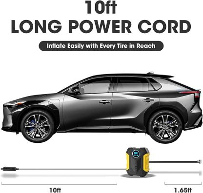 Digital Air Compressor for Car Auto Pump Portable Tire Inflator with LED Light DC 12V