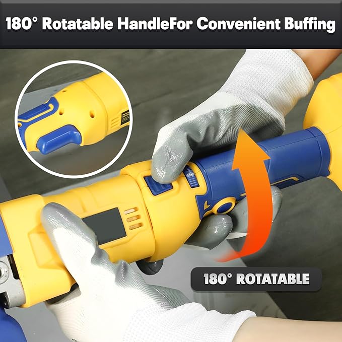 5" Car Buffer Polisher Compatible with  20V MAX Battery, 6 Variable Speed Cordless Orbital Random Waxer, Dual Action, 5,000RPM Brushless, Detachable Handle for Polishing, Detailing