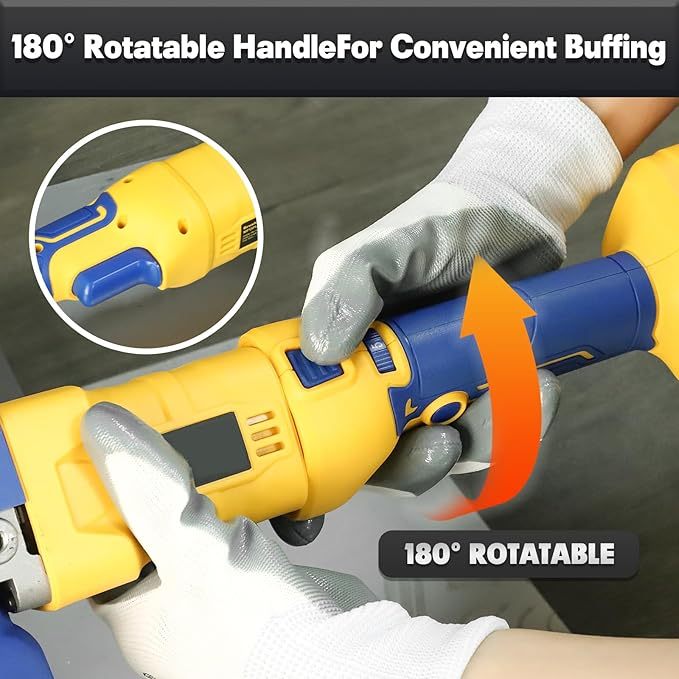 5" Car Buffer Polisher Compatible with  20V MAX Battery, 6 Variable Speed Cordless Orbital Random Waxer, Dual Action, 5,000RPM Brushless, Detachable Handle for Polishing, Detailing