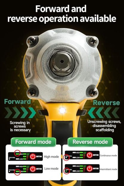 Cordless Impact Wrench for Car Repair & Home Use, 1/2" Electric Brushless Impact Gun with 2 Batteries & 5 Sockets, Heavy Duty Tool Kit for Men, All-Season DIY, Yellow-A, Medium Size