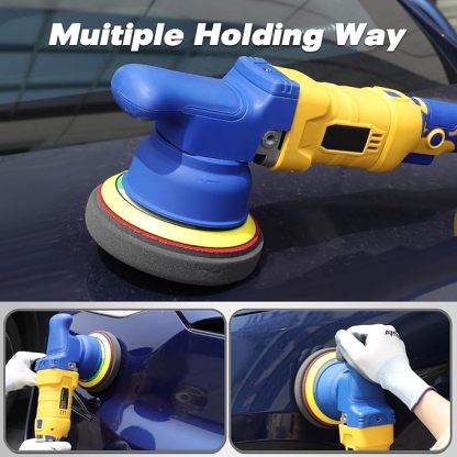 5" Car Buffer Polisher Compatible with  20V MAX Battery, 6 Variable Speed Cordless Orbital Random Waxer, Dual Action, 5,000RPM Brushless, Detachable Handle for Polishing, Detailing