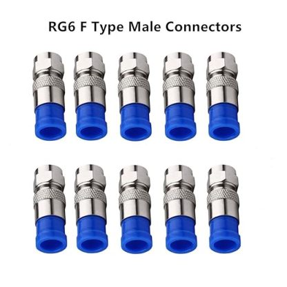 Coaxial Compression Tool Coax Cable Crimper Kit Adjustable rg6 rg59 rg11 75-5 75-7 Coaxial Cable Stripper with 10pcs RG6 F Compression Connectors - Blue