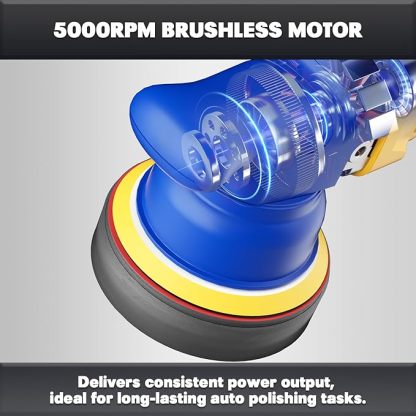 5" Car Buffer Polisher Compatible with  20V MAX Battery, 6 Variable Speed Cordless Orbital Random Waxer, Dual Action, 5,000RPM Brushless, Detachable Handle for Polishing, Detailing