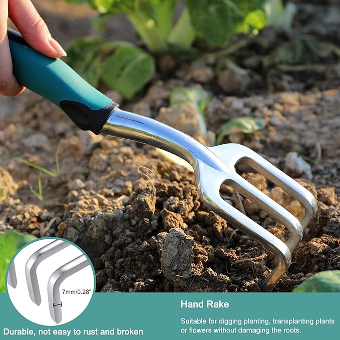 Garden Tools Set, 3 Piece Heavy Duty Gardening Tools Cast Aluminum with Soft Rubberized Non-Slip Handle, Durable Garden Hand Tools Garden Gifts for Men Women