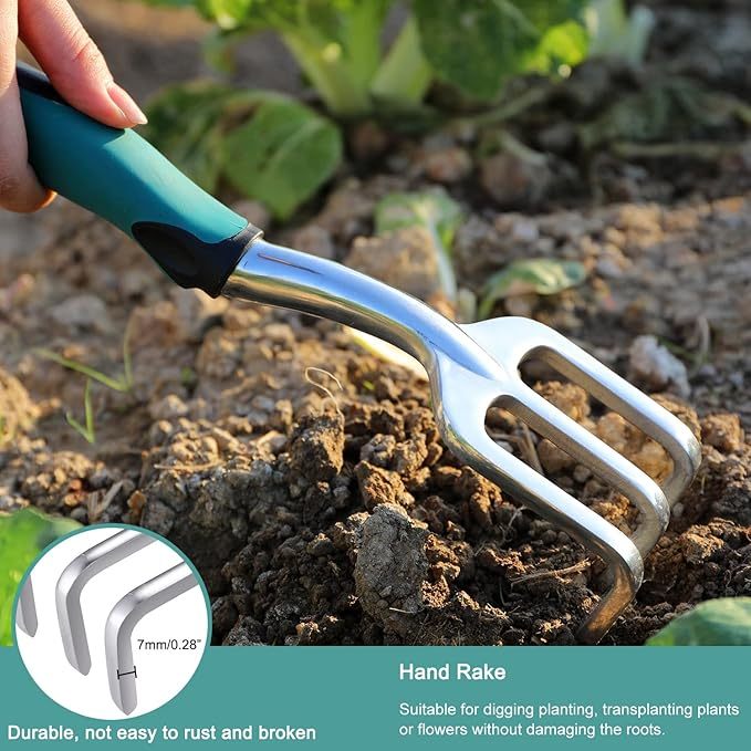 Garden Tools Set, 3 Piece Heavy Duty Gardening Tools Cast Aluminum with Soft Rubberized Non-Slip Handle, Durable Garden Hand Tools Garden Gifts for Men Women