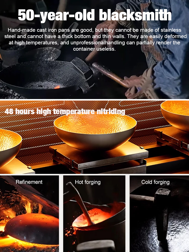 【👍🍳Healthy uncoated iron pan】No need to replace the pan for 50 years, triple high-temperature nitriding in Japan, 7-day return policy