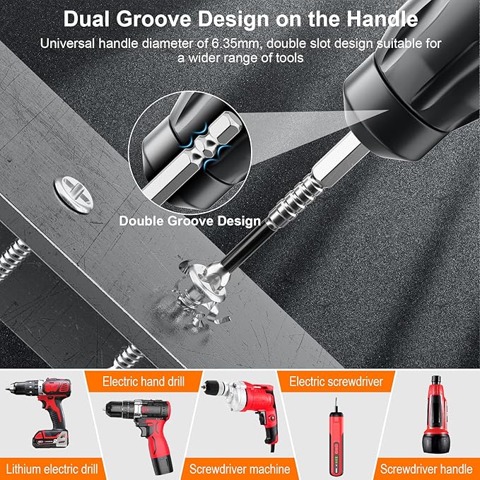 High Magnetic Screwdriver Drill Bit Set - 12Pcs K5 Impact Resistant Non Slip Bit - Magnetic Screwdriver Bits - 25 50 65 70 90 150mm (12Pcs)