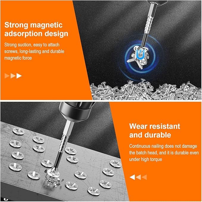 High Magnetic Screwdriver Drill Bit Set - 12Pcs K5 Impact Resistant Non Slip Bit - Magnetic Screwdriver Bits - 25 50 65 70 90 150mm (12Pcs)