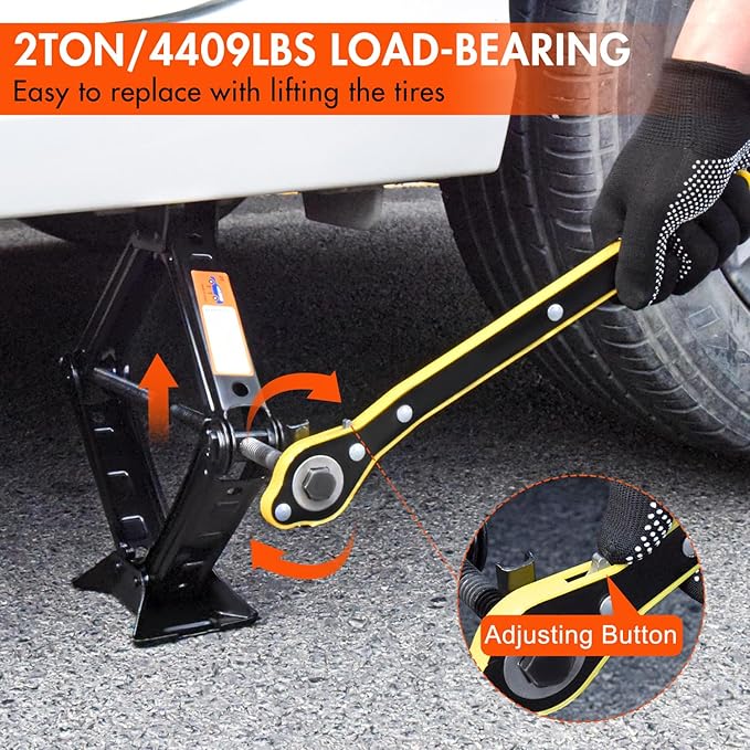 Car Jack Kit Scissor Jack for Car 2 Ton (4409 lbs) Tire Jack Tool Kit Universal Car Emergency Kit with Lug Wrench Tire Changing Kit for Car SUV (2T)