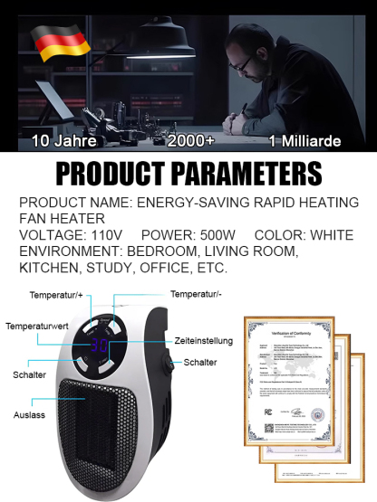 【3-second rapid heating AI energy-saving heater】 Energy-saving and non-drying, a miracle device for rapid heating throughout the entire house
