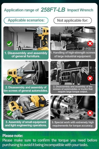 Cordless Impact Wrench for Car Repair & Home Use, 1/2" Electric Brushless Impact Gun with 2 Batteries & 5 Sockets, Heavy Duty Tool Kit for Men, All-Season DIY, Yellow-A, Medium Size