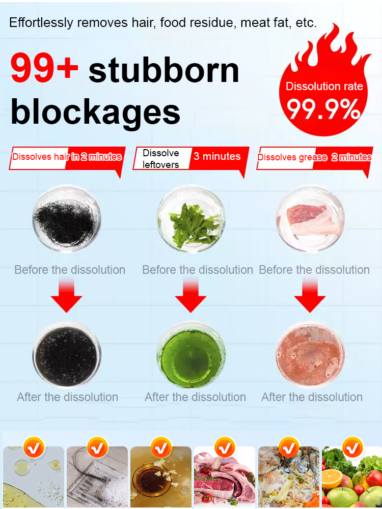 【✅One-Second Pipe Cleaner】 Fast-acting, powerful and safe deodorizing formula, suitable for all pipes.