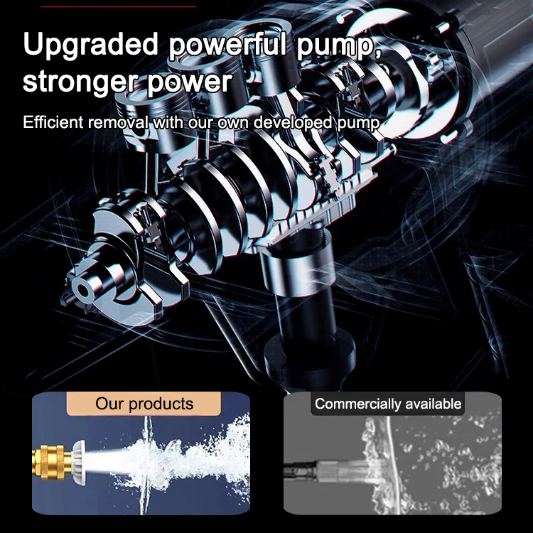 【💧High-pressure wireless car wash gun】Extra-large battery + four turbochargers, 3200 PSI water pressure