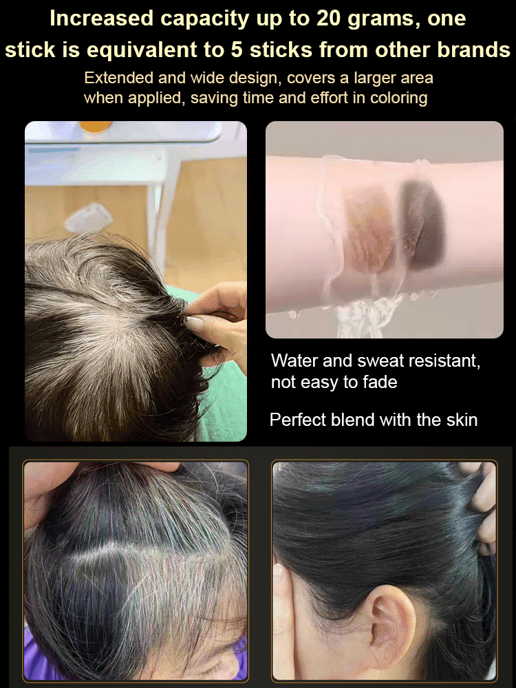 【Plant-based, non-irritating natural hair dye stick】 99% effective coloring, gentle gray coverage, portable, easy to use, and colorfast.