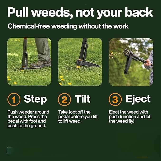 4-Claw Stand Up Weed Puller Tool, Gardening Hand Weeding Tool with 39" Long Ergonomic Handle with Easy-Eject Mechanism