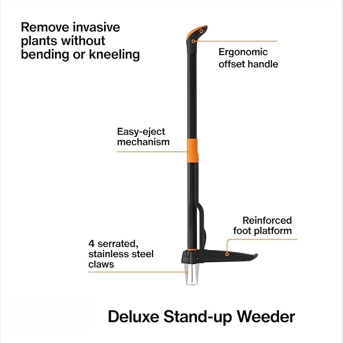 4-Claw Stand Up Weed Puller Tool, Gardening Hand Weeding Tool with 39" Long Ergonomic Handle with Easy-Eject Mechanism