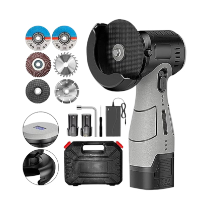 Brushless Cordless Angle Grinder Kit, 19500rpm Mini Electric Angle Grinding Tool with 2x16.8V 2000mAh Battery and 6-Cutting Discs, Grinder Handheld Cutter for Metal Wood