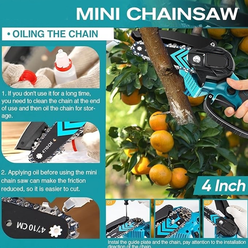 Mini Chainsaw,Portable Electric Chainsaws Cordless,Handheld Chain Saw Pruning Shears Chain Saws for Tree Branches,Courtyard,Household and Garden Father's Day Gift for Men Dad Husband Women