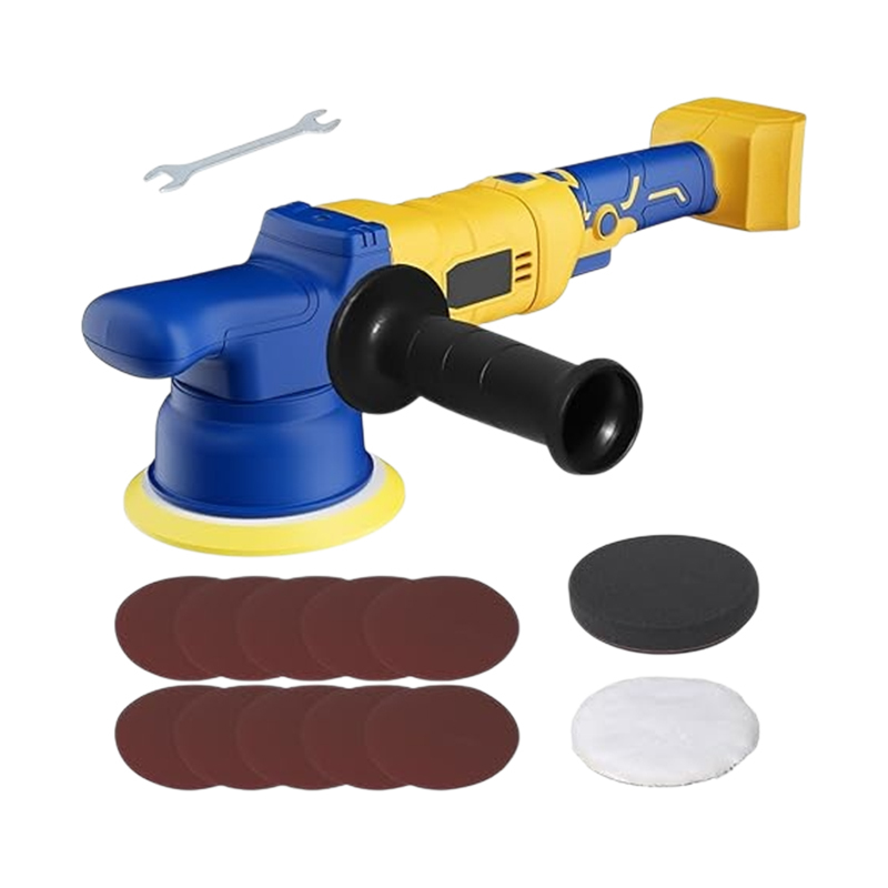 5" Car Buffer Polisher Compatible with  20V MAX Battery, 6 Variable Speed Cordless Orbital Random Waxer, Dual Action, 5,000RPM Brushless, Detachable Handle for Polishing, Detailing