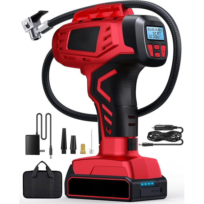 Digital Cordless Tire Inflator Portable Air Compressor Automatic 160PSI w/Gauge Screen & 4+N Smart Mode & Dual Power Supply, Rechargeable 21V Battery Powered Handheld Air Pump, Car Tire Pump
